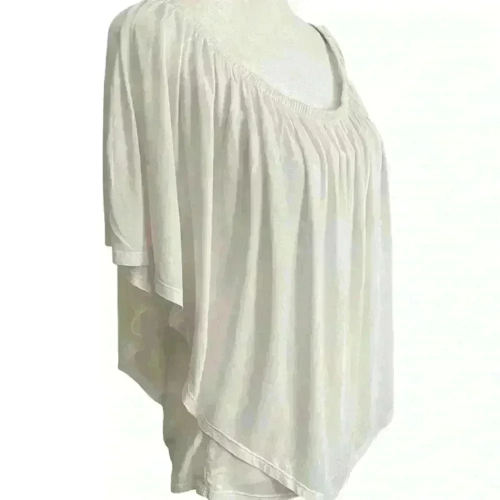 James & Joy Women’s Batwing Dolman Blouse Size M White Stretch Casual Feminine